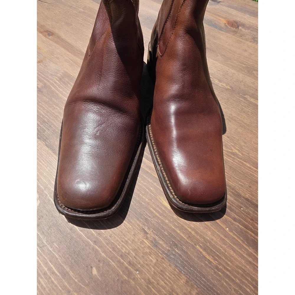 Kenneth Cole Men's Brown Leather Ankle Boots Size 12 Made in Italy Zip Up
